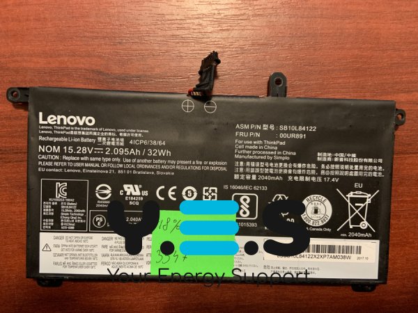 Акумулятор для Lenovo ThinkPad T570/T580/P51s/P52s SB10L84122 (00UR890/00UR891/00UR892/01AV493) 18% знос Original