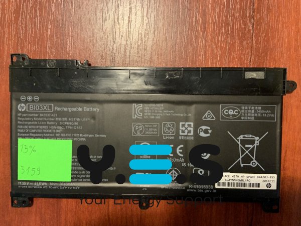Акумулятор HP BI03XL, знос 13%, сумісний зі Stream 14-AX, 13-U, 14-CB
