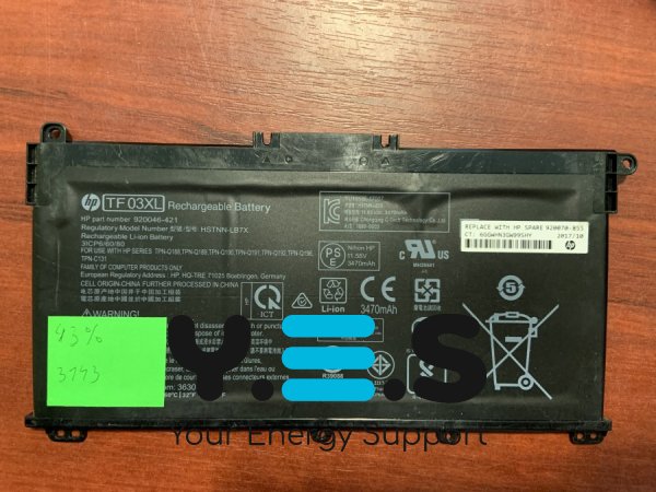 Акумулятор HP TF03XL (HSTNN-UB7J/920070-855) знос 43% для Pavilion 15-CC/15-CD/14-BF/14-bf033TX/14-bf108TX/14-bf008TU