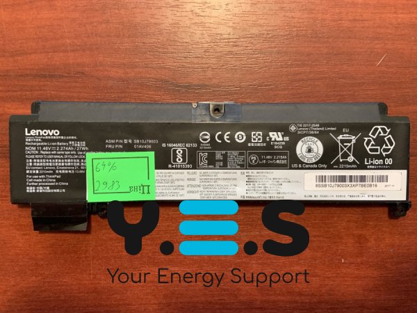 Акумулятор Lenovo SB10J79003 (знос 64%) для ThinkPad T460S, T470S; сумісн. 00HW022/00HW023/00HW025