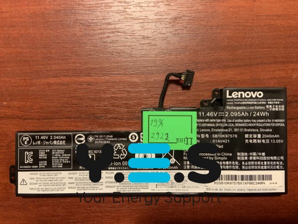 Акумулятор Lenovo SB10K97578 (знос 19%) для ThinkPad T470/T480/A475/A485/A285, сумісн. 01AV419/01AV420/01AV421/01AV489, SB10K97576/77/83
