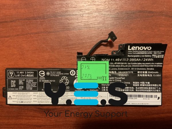 Акумулятор Lenovo SB10K97578 (знос 27%) для ThinkPad T470/T480/A475/A485/A285, сумісн. 01AV419/01AV420/01AV421/01AV489, SB10K97576/77/97605/97553