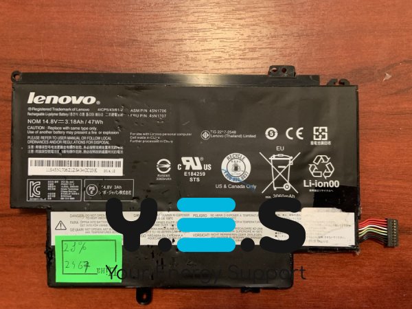 Акумулятор Lenovo 45N1706 б/в (знос 28%) для ThinkPad 12.5" S1 Yoga 20CDS00800/20CDS00700/20CDS00500, P/N 45N1705/45N1707, ASM 45N1704/45N1706