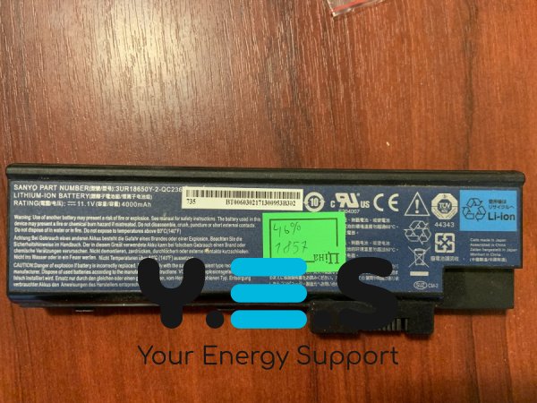 Акумулятор для ноутбуків Acer (1857, ACER UR18650Y-2-QC236), знос 46% — Aspire/TravelMate: 3660/5600/5620/5670/7000/7100/7110/9300/9400/9410/9420/2460/4210/4220/4270/4670/5100/5110/5600/5610/5620/7510 (3UR18650Y-2-QC236, 4UR18650F-2-QC218, BT.00603.021, B