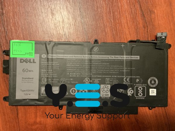 Акумулятор для Dell K5XWW (знос 76%) Latitude 5285/5289/L3180/7390 2-in-1, сумісн. 71TG4/725KY/CFX97/0N18GG