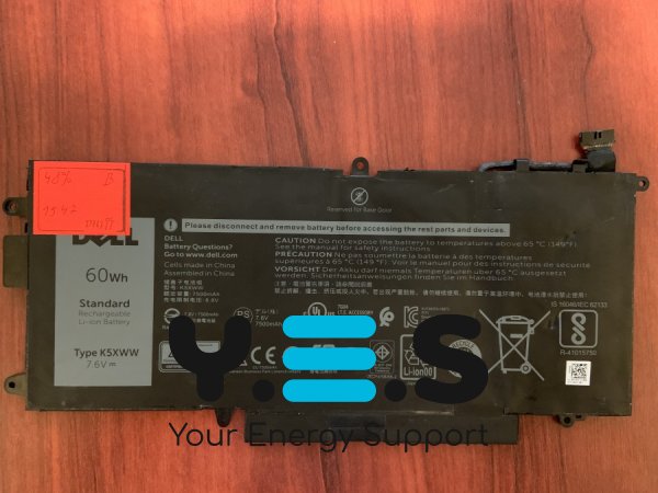 Акумулятор Dell K5XWW (знос 48%, вздутий) для Latitude 5285/5289/L3180/7390 2-in-1, сумісн. 71TG4/725KY/CFX97/0N18GG