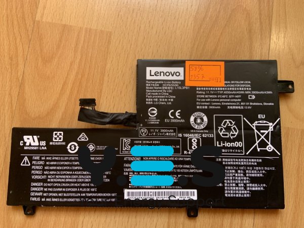 Акумулятор LENOVO L15L3PB1 (знос 59%) для IdeaPad 320S/330S, YOGA 520, L15M3PB0/L15C3PB1/L15L3PB0 Original