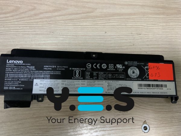 Акумулятор Lenovo SB10J79003, знос 67%, для ThinkPad T460S/T470S; сумісний 00HW022/00HW023/00HW028