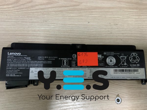 Акумулятор Lenovo SB10J79003 (знос 61%) для ThinkPad T460S, T470S, сумісн. 00HW022/00HW023/00HW027