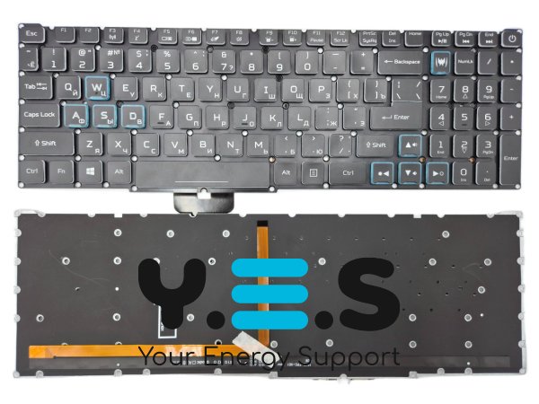 Клавіатура для Acer Predator Helios PH315-52/PH317-53/54 N20C3 N18I2 PH517 PT315/515-51/52 RU Black RGB, шлейф широкий Original