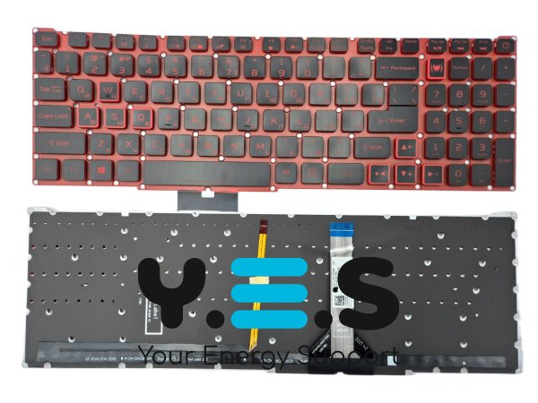 Клавіатура для Acer Predator Helios PH315-53/PH315-54/PH317-54 N20C3, RU, чорна, з підсвіткою, шлейф 16 мм