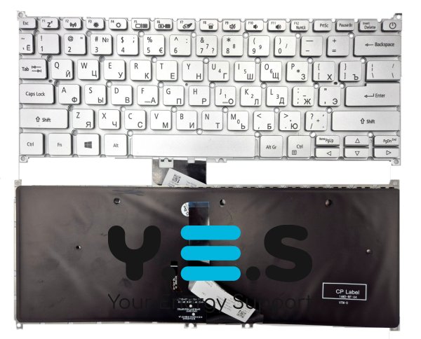 Клавіатура для Acer Swift 3 SF314-42/41/52/53/57/57G/59, Swift 5 SF514-52/52T/54G/54T RU Silver