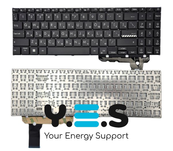 Клавіатура для ASUS E1504FA/E1504GA/E1505FA/E1505GA/L1504FA/L1504GA/K3604/K3605 15X/K3504/M3504/S3504, RU, чорна