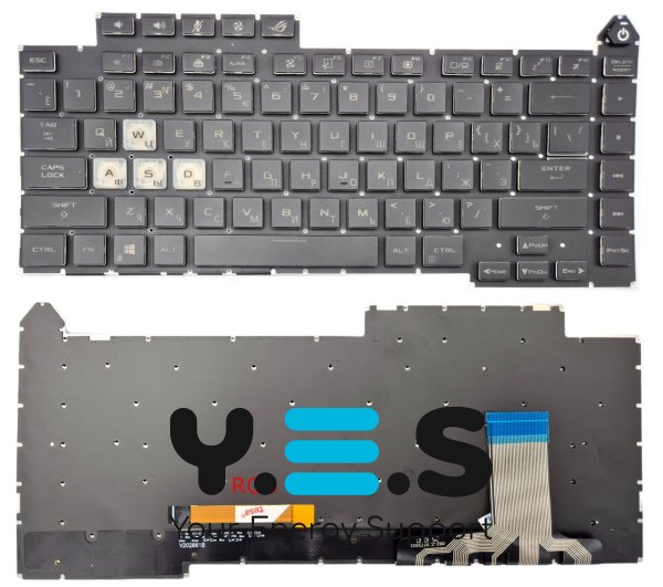 Клавіатура для ASUS G513/G513Q/G513QY/G513QM/G513RC/G513RM/G513IC/G513IE/G513IH/G533 RU чорна, RGB 4 Zone