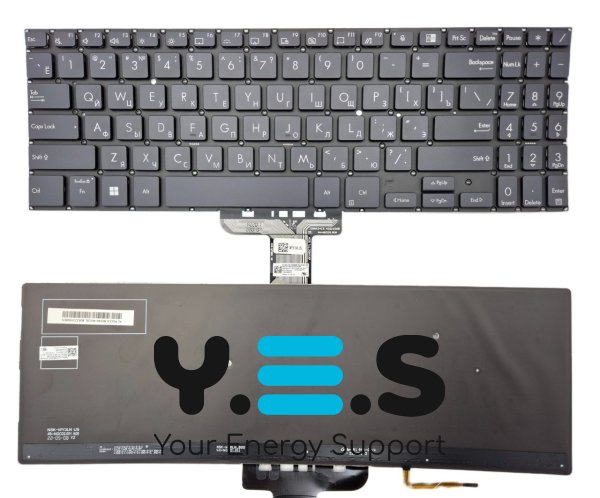 Клавіатура для ASUS Pro 15 PX555C/ExpertBook B1-B1500/B1500C/B1500CEAE/P1450/P1550/BW450, чорна, RU, підсвітка