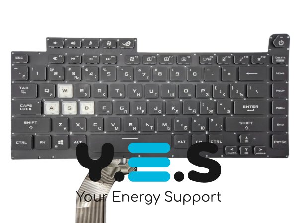 Клавіатура ASUS ROG Strix G15 G512/G512LV/G512LW/G531/G531G/G531GU/G531GT/G531GD, чорна, без рамки, RGB 16pin Original