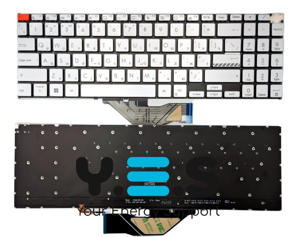 Клавіатура для Asus Vivobook K3502Z/16X S5602/M5602/X5602/M3502/M3502Q/S3502/M3502Z/M3502R/K3502/K3502ZA, Silver, з підсвіткою (RU)