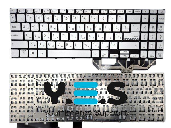 Клавіатура для ASUS VivoBook X1502/M1502/X1503/X1602/X1603/X1504/X1605/F1603/M1503Q/M1603Q/M1605XA3, Silver RU