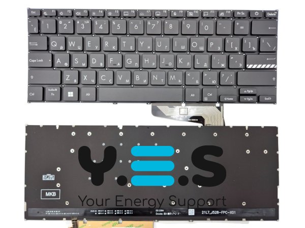 Клавіатура для ASUS X1404 X1404ZA X1404VA X1404VAP M1404, RU, чорна, з підсвіткою