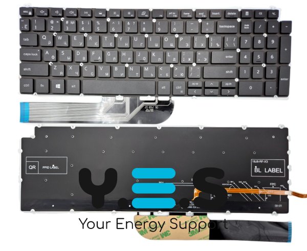 Клавіатура для Dell Latitude 3510/E3510, Dell G15 5508/5580/3500 P102F, чорна, RU, з підсвіткою