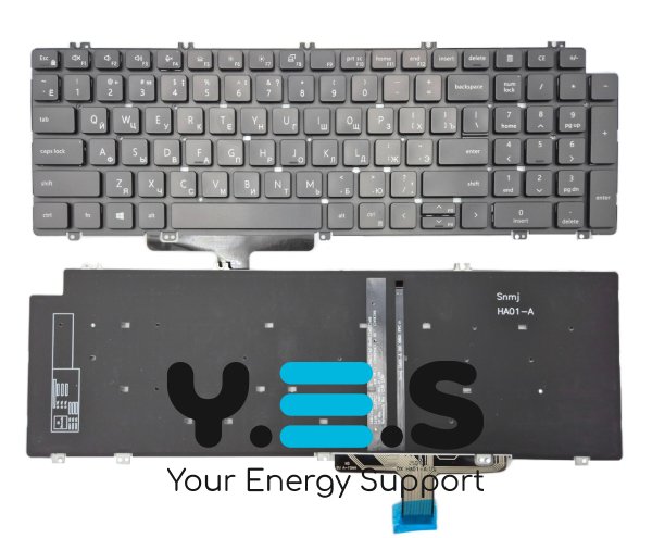 Клавіатура з підсвіткою для Dell Latitude 5520/5521/5530/5531/5540/3540, Precision 3560/3561, RU чорна