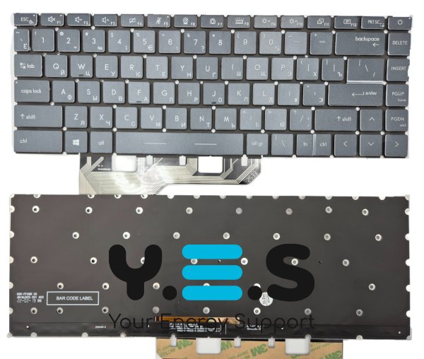 Клавіатура для MSI GE66 Raider MS-1541, GS66, GP66 Stealth MS-16V, Gray, RU, з підсвіткою