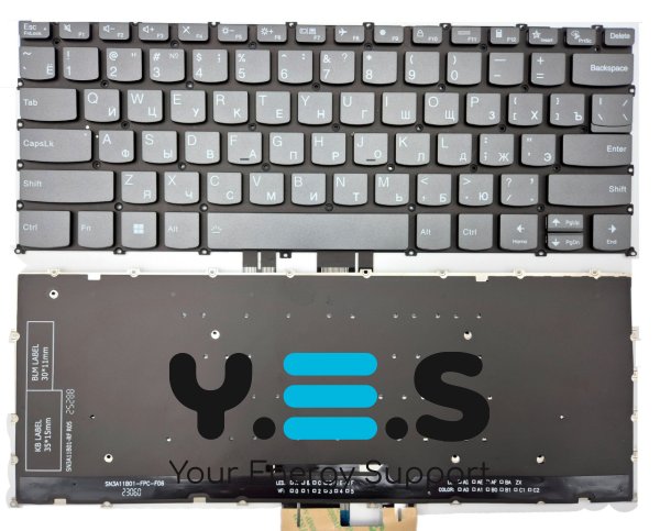 Клавіатура для Lenovo Slim Pro 7 14APH8/14ARP8, Yoga Pro 7 14APH8/14ARP8/14IRH8, Gray RU, підсвітка