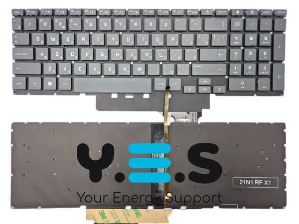 Клавіатура для HP Victus 15-FA/15-FB/16-D/16-E/16T-D/16-R/16-S, сіра, RU, з підсвіткою