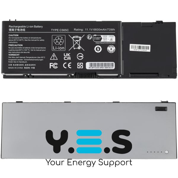 Акумулятор для ноутбука Dell 4P887 для Precision M6500, 11.1V 6600mAh, чорний