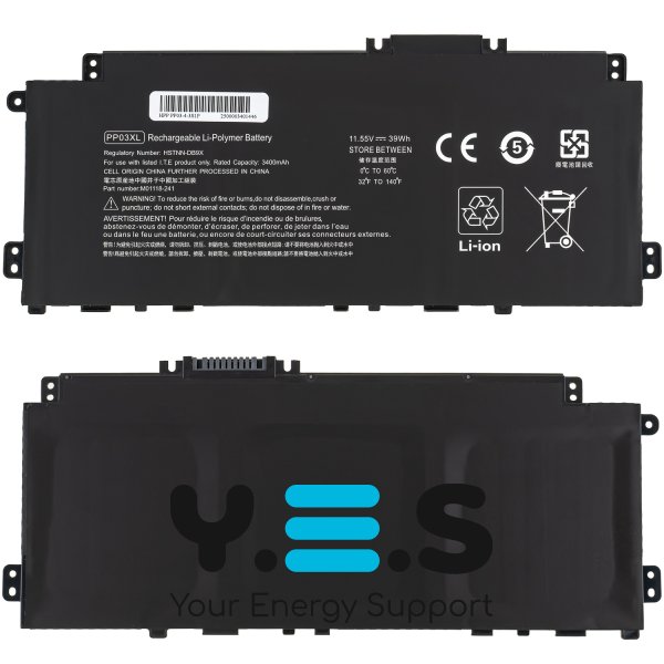 Акумулятор для ноутбука HP PP03XL (Pavilion 13), 11.55V 3380mAh, чорний