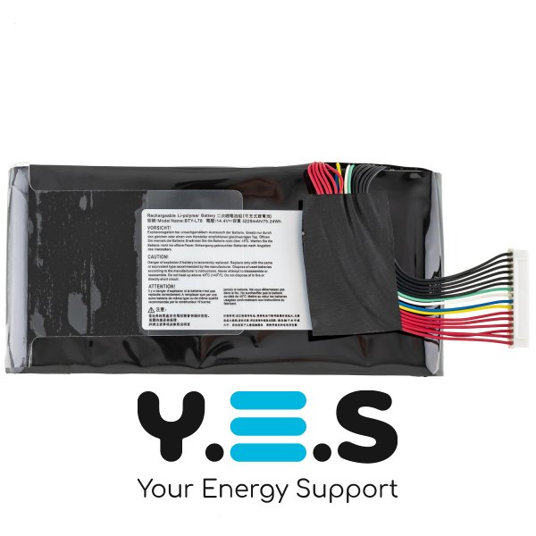 Акумулятор для ноутбука MSI BTY-L78 для GT62/GT62VR/GT80/GT80S/GT73/GT83/GT73VR/GT83VR 14.8V 5225mAh 75.24Wh чорний