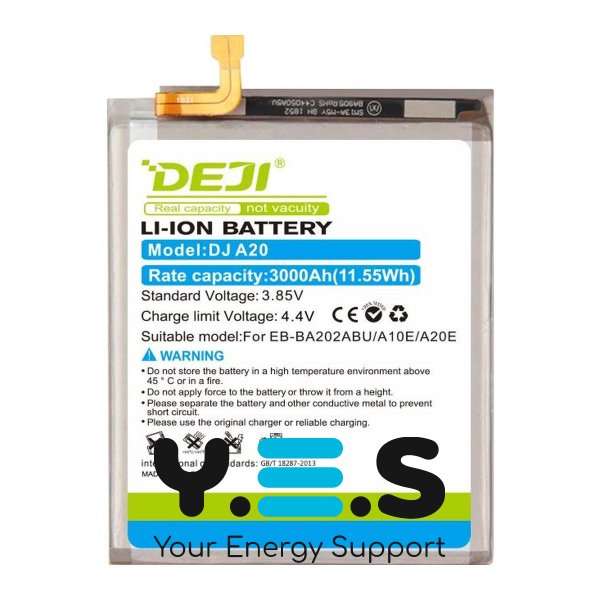 Акумулятор DEJI Samsung EB-BA202ABU 3000 mAh для Galaxy A10e SM-A102 та A20e SM-A202