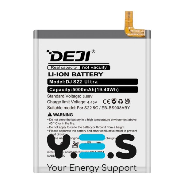 Акумулятор DEJI EB-BS908ABY для Samsung Galaxy S22 Ultra 5G SM-S908B/DS, 5000 mAh