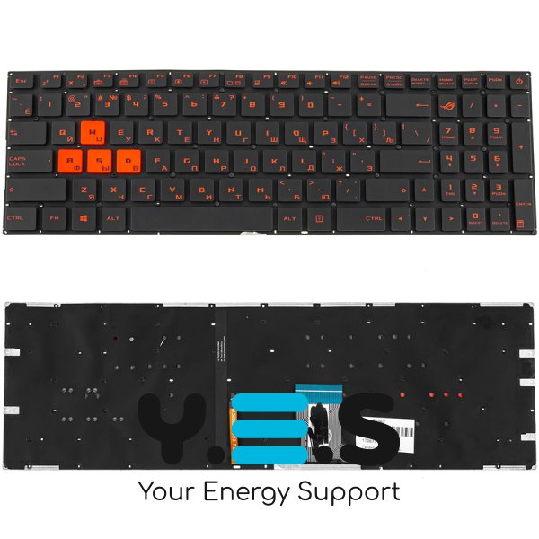 Клавіатура для ноутбука ASUS GL702VM, чорна, без рамки, RU-розкладка, підсвітка клавіш
