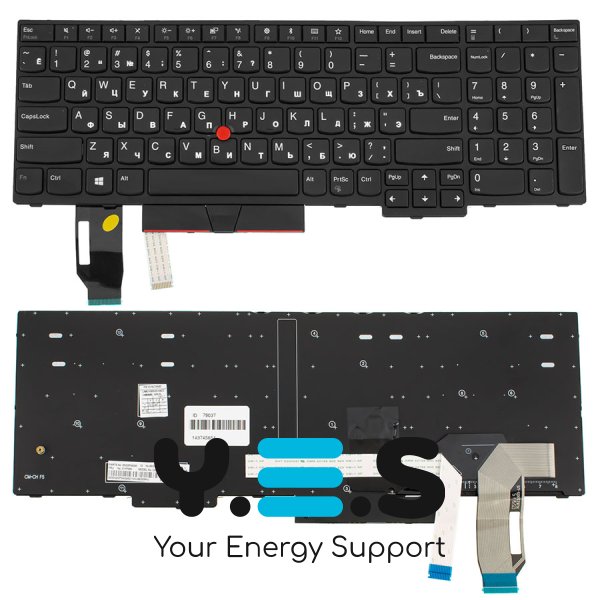 Клавіатура для ноутбука Lenovo ThinkPad E580, L580, чорна, RU-розкладка