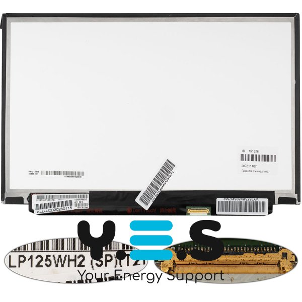Матриця 12.5" LP125WH2-SPT2 IPS LED Slim матова 1366×768 eDP 30pin, розʼєм справа (Renew)
