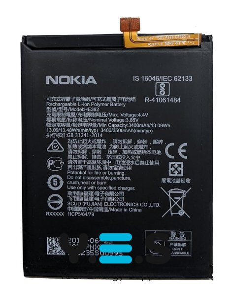 Акумуляторна батарея HE362 для Nokia 3.1 Plus Dual Sim TA-1104/TA-1118 та Nokia 8.1