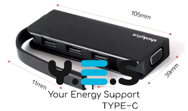 Перехідник Lenovo USB‑C → VGA + 3×USB, адаптер 4X90W86497
