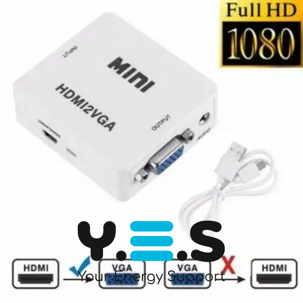 Конвертер HDMI→VGA HDMI2VGA з аудіо виходом для підключення монітора/проектора
