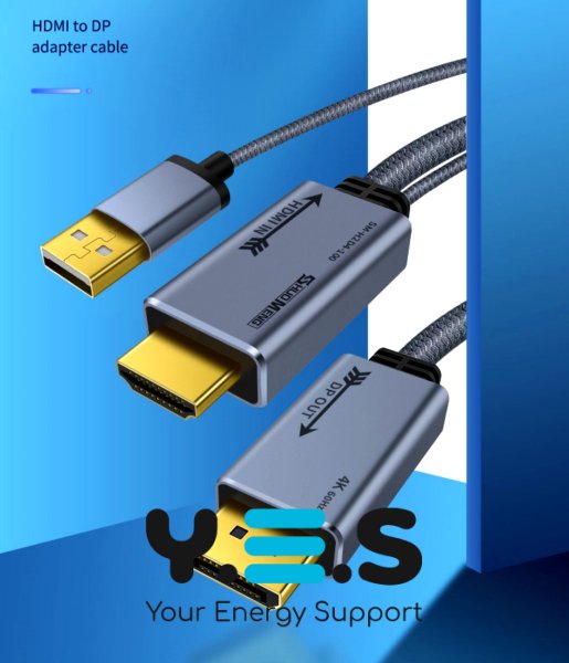 Кабель-перехідник HDMI → DisplayPort, 4K@60Hz, підтримка аудіо/відео