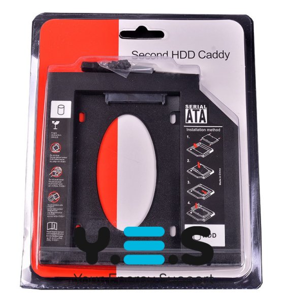 Фрейм‑перехідник Caddy для 2-го HDD/SSD SATA у відсік DVD 12.7/9.5 мм