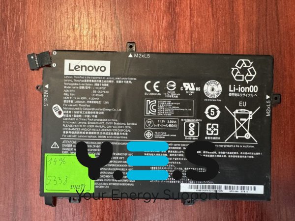 Оригінальний акумулятор Lenovo L17C3P52 (знос 14%) для L490/L580/L590/E485/E490/E590/L14 Gen 1 (5338)