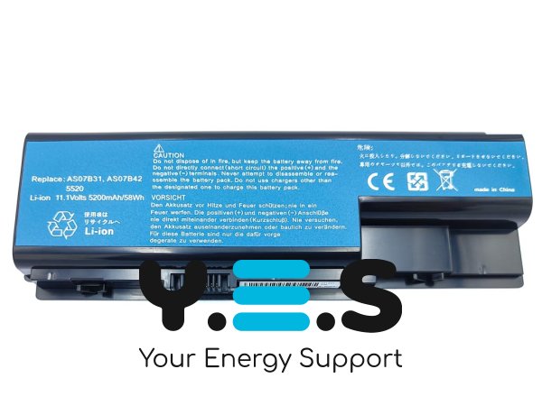 Акумулятор AS07B31 для Acer 5920/5921/5520/5220/5310/5315/5320/5710/5720/5910/6920/6530/6930G/6935G/7520 11.1В 5200мА·год