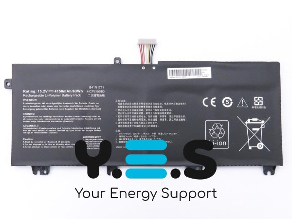 Акумулятор ASUS B41N1711 для PX705G/PX705GD/PX705GM/PX703GE 15.2V 4150mAh 63Wh, кабель 25мм