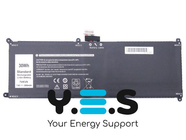 Акумулятор Dell 7VKV9 для XPS 12 9250 / Latitude 12 7275, 7.6V 3900mAh 30Wh
