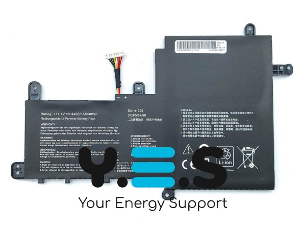 Акумулятор B31N1729 для ASUS VivoBook S15 S530/S530F/S530FA/S530FN/S530UA/S530UF/S530UN X530FN/X530UA/X530UF/X530UN K530FN 11.1V 3400mAh 38Wh