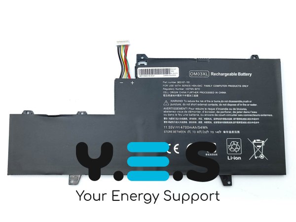 Акумулятор OM03XL для HP EliteBook x360 1030 G2 (HSTNN-IB70, 863280-855) 11.55V 4700mAh 54Wh