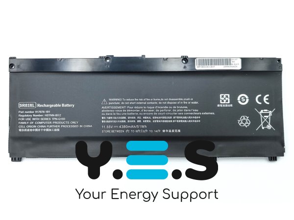 Акумулятор SR03XL для HP Pavilion 15-CX/15-DC, ENVY 15-CP/15-CN/17-BW, HSTNN-DB8Q 50Wh 11.55V 4380mAh
