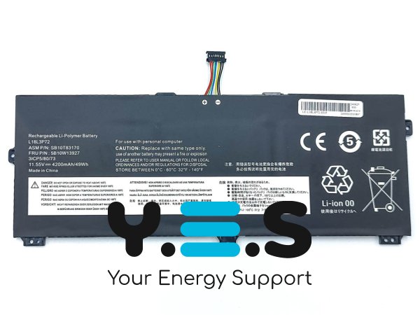 Акумулятор для Lenovo ThinkPad X390 Yoga, X13 (L18L3P72/L18M3P72/SB10T83170) 48Wh 11.55V 4200mAh