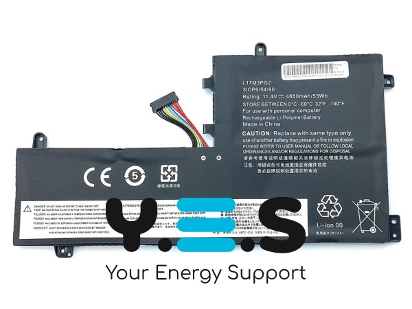 Акумулятор L17M3PG2 (L17C3PG1) 11.4V 4650mAh 53Wh для Lenovo Legion Y530-15ICH/Y730-15/Y730-15ICH/Y740-15/Y740-15ICH/Y740-15ICHg, кабель 40 мм
